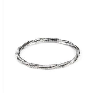 Glitzy Gleam Black Bracelet Paparazzi Stretch Rhinestone